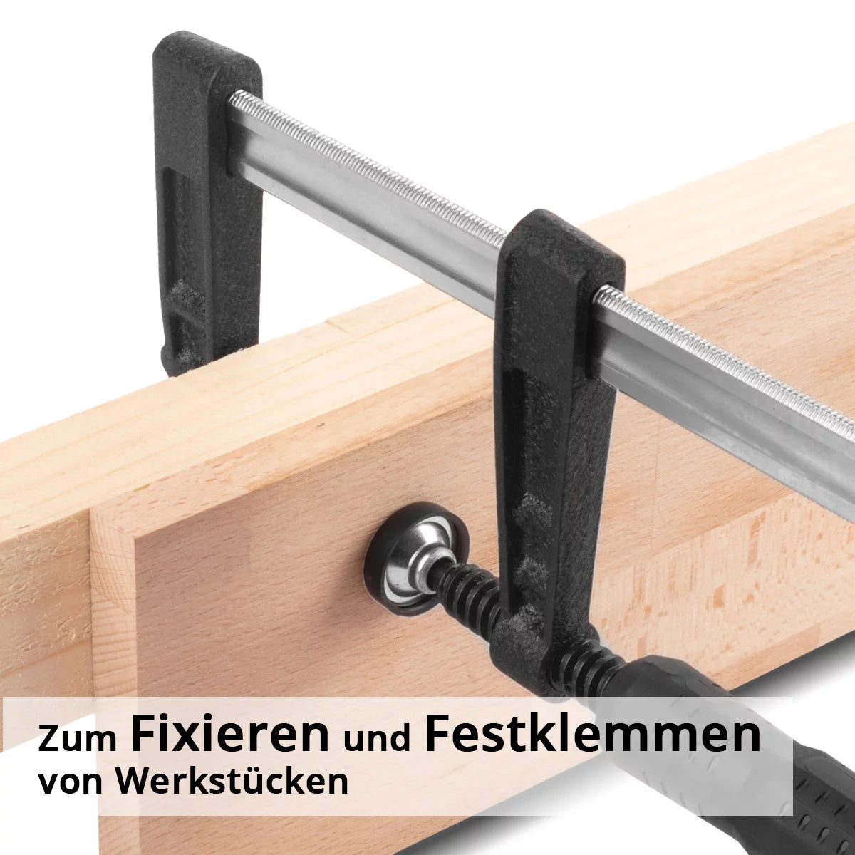 STAHLWERK 3 x screw clamps 50x200 mm | powerful clamp made of steel and plastic | F-clamp for fixing workpieces | stable clamp with a clamping width of 200 mm, clamping depth of 50 mm