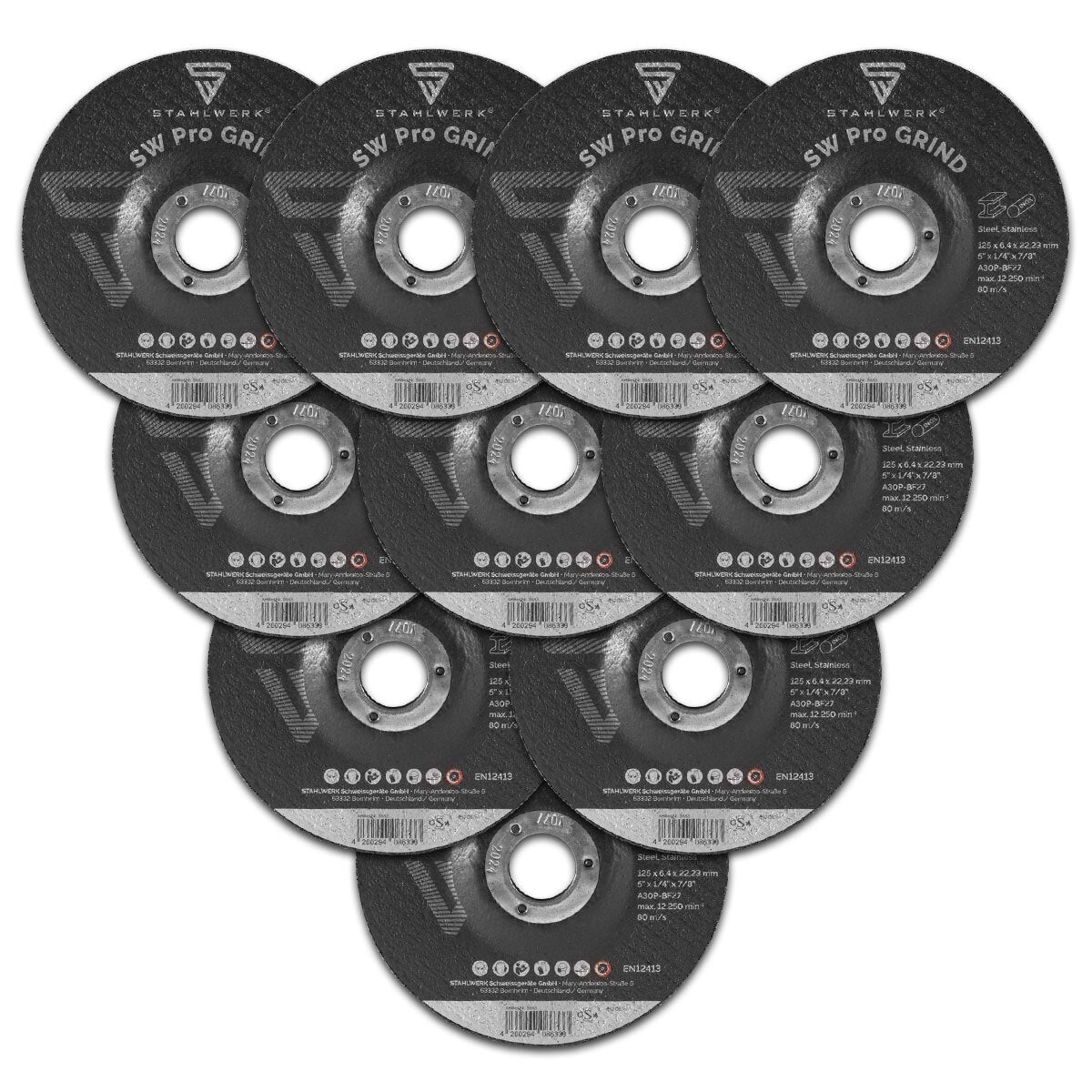 STAHLWERK grinding disc/grinding disc SW Pro Grind Ø 125 mm set of 10