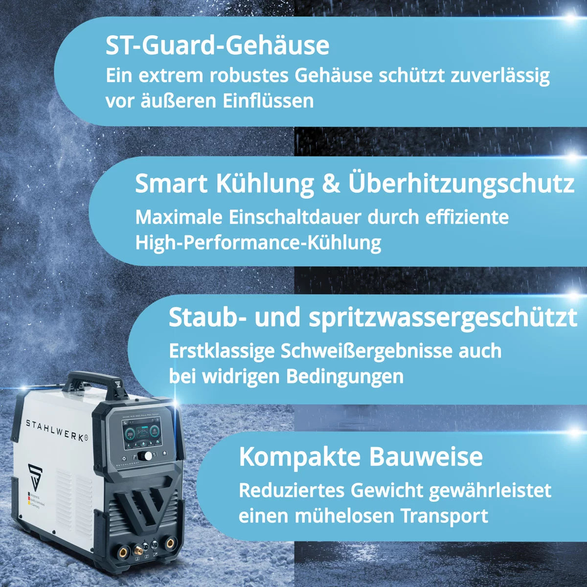 STAHLWERK inert gas welding machine AC/DC TIG 200 Puls Pro Touch | IGBT inverter with 200 amps | ARC/MMA function | Job storage | Pulse and spot function suitable for aluminum and thin sheet metal