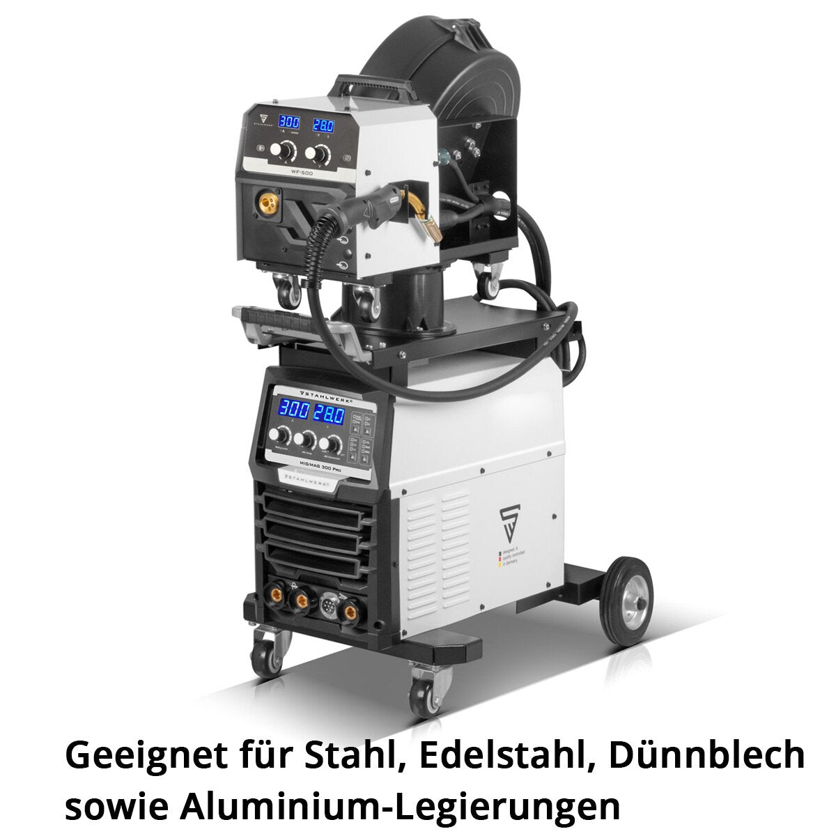 STAHLWERK welding machine MIG MAG 300 Pro fully equipped fully synergic IGBT inverter with 300 A and pulse function 3-in-1 combination welding system MIG MAG | MMA | Lift TIG