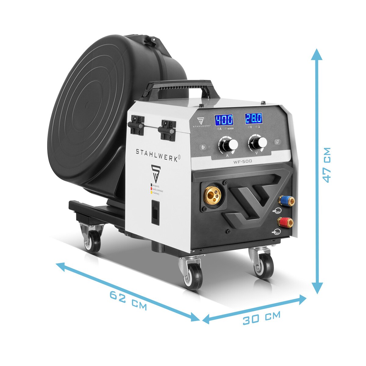 STAHLWERK Schweißgerät MIG MAG 400 Pro Vollsynergischer, wassergekühlter IGBT Inverter mit 400 A und Puls-Funktion 3-in-1 Kombi-Schweißanlage MIG MAG | MMA | Lift-TIG