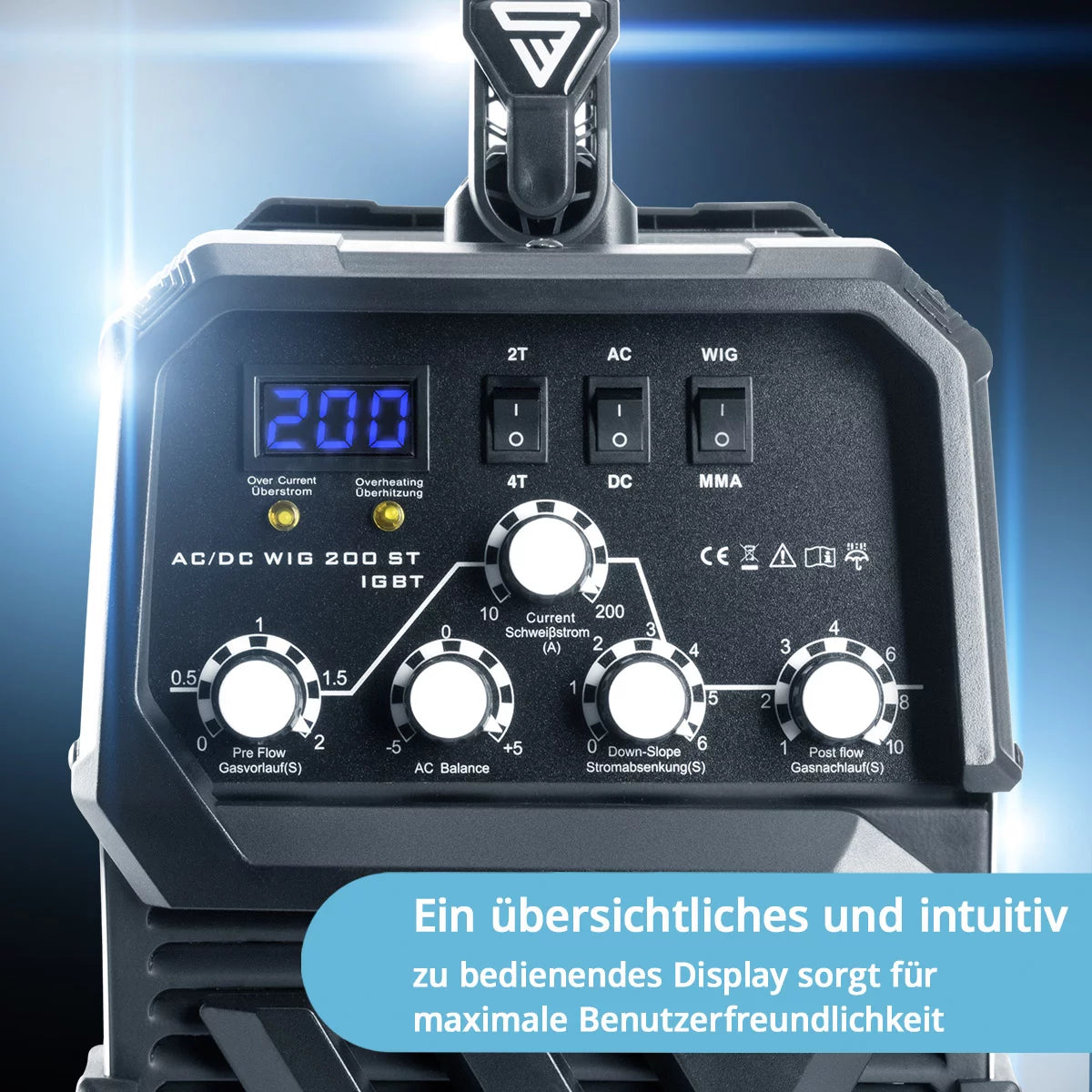 Máquina de soldar STAHLWERK AC/DC TIG 200 ST IGBT / máquina de soldar combinada / sistema de soldadura combinado con 200 A TIG y MMA, adecuado para aluminio