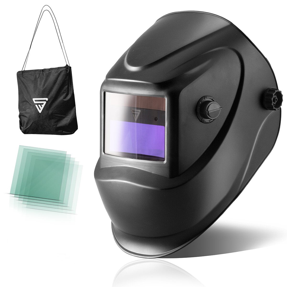Masque de soudage entièrement automatique STAHLWERK ST-450 R noir mat, obscurcissement entièrement automatique, paramètres réglables, avec 5 lentilles de remplacement