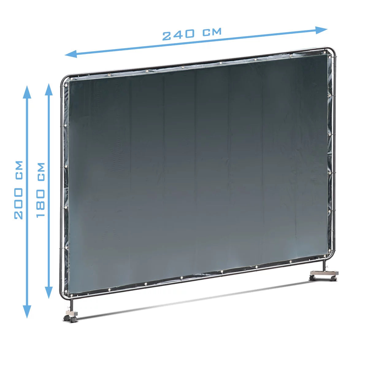 Paroi de protection de soudage mobile STAHLWERK 240 x 180 cm en acier et plastique vinyle résistant aux UV