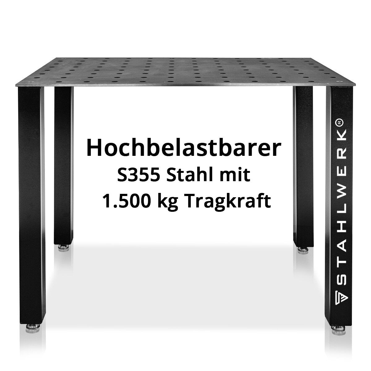 STAHLWERK Schweißtisch Montagetisch DIY-Bausatz mit massiver 12 mm Arbeitsplatte hochbelastbarer S355 Stahl, pulverbeschichtete Beine, nivellierbare Edelstahlfüße, Tragkraft bis 1,5 t