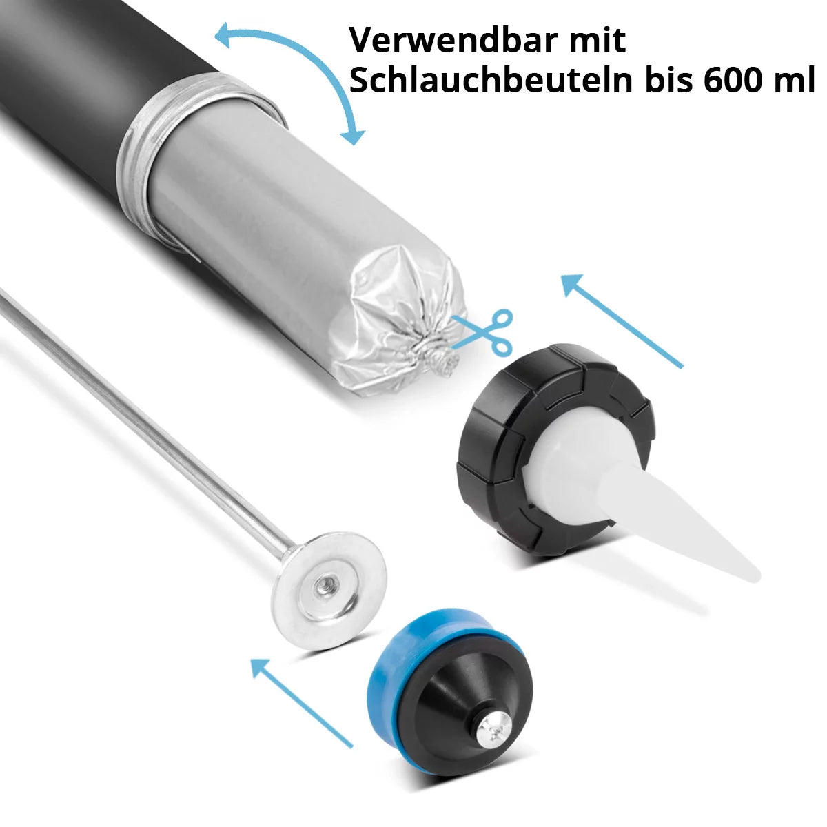 STAHLWERK Silikonpistole SPB-600 ST mit 600 ml aus Aluminium Silikonpresse | Acrylpistole | Kartuschenpresse | Beutelpresse | Silikonspritze | Kartuschenpistole für Kartuschen und Schlauchbeutel