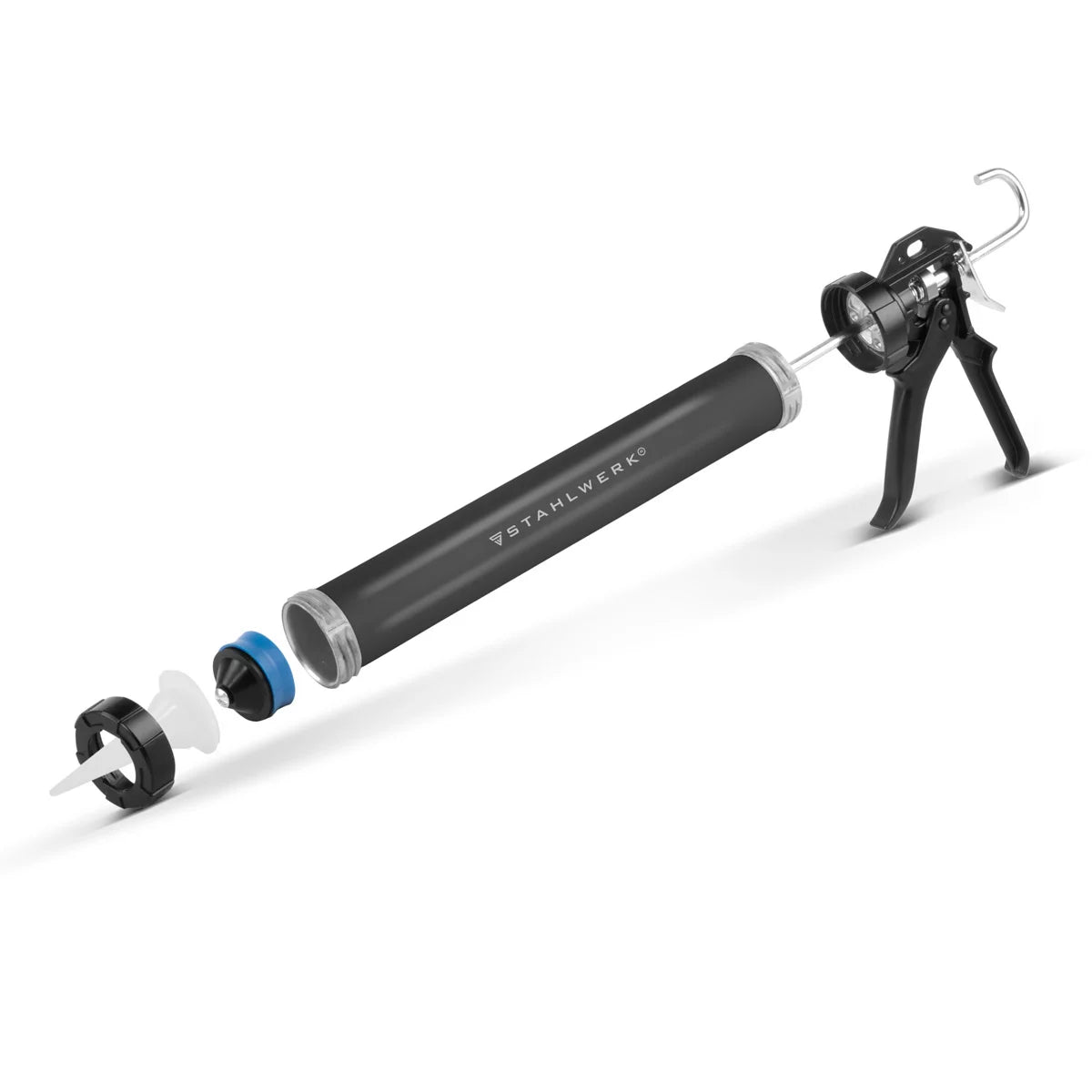 Pistolet à silicone STAHLWERK SPB-600 ST avec presse à silicone en aluminium de 600 ml | pistolet acrylique | Presse à cartouches | Presse à sacs | Seringue en silicone | Pistolet à cartouches pour cartouches et sacs tubulaires