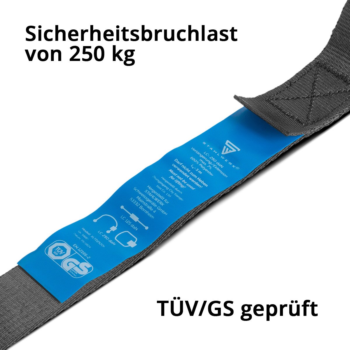STAHLWERK Spanngurt 8er Set 8 m x 25 mm LC 250 daN Befestigungsriemen | Zurrgurt mit Klemmschloss TÜV/GS geprüft