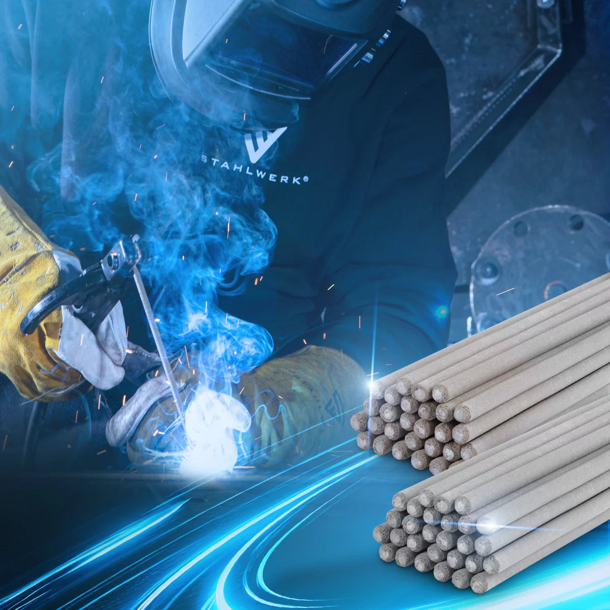 STAHLWERK 2x Stabelektroden AWS E6013RR dick rutilumhüllt 3,2 x 350 mm, Schweißstrom 90-130 A, hohe chemische Reinheit, 2 kg MMA ARC.