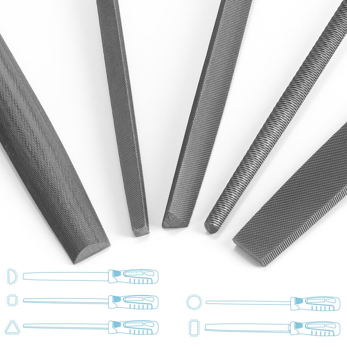 Lime in acciaio STAHLWERK set da 5 200 mm | Raspe da 8" | lime per metallo | lime da officina | set di lime per la lavorazione professionale di metallo, legno e plastica