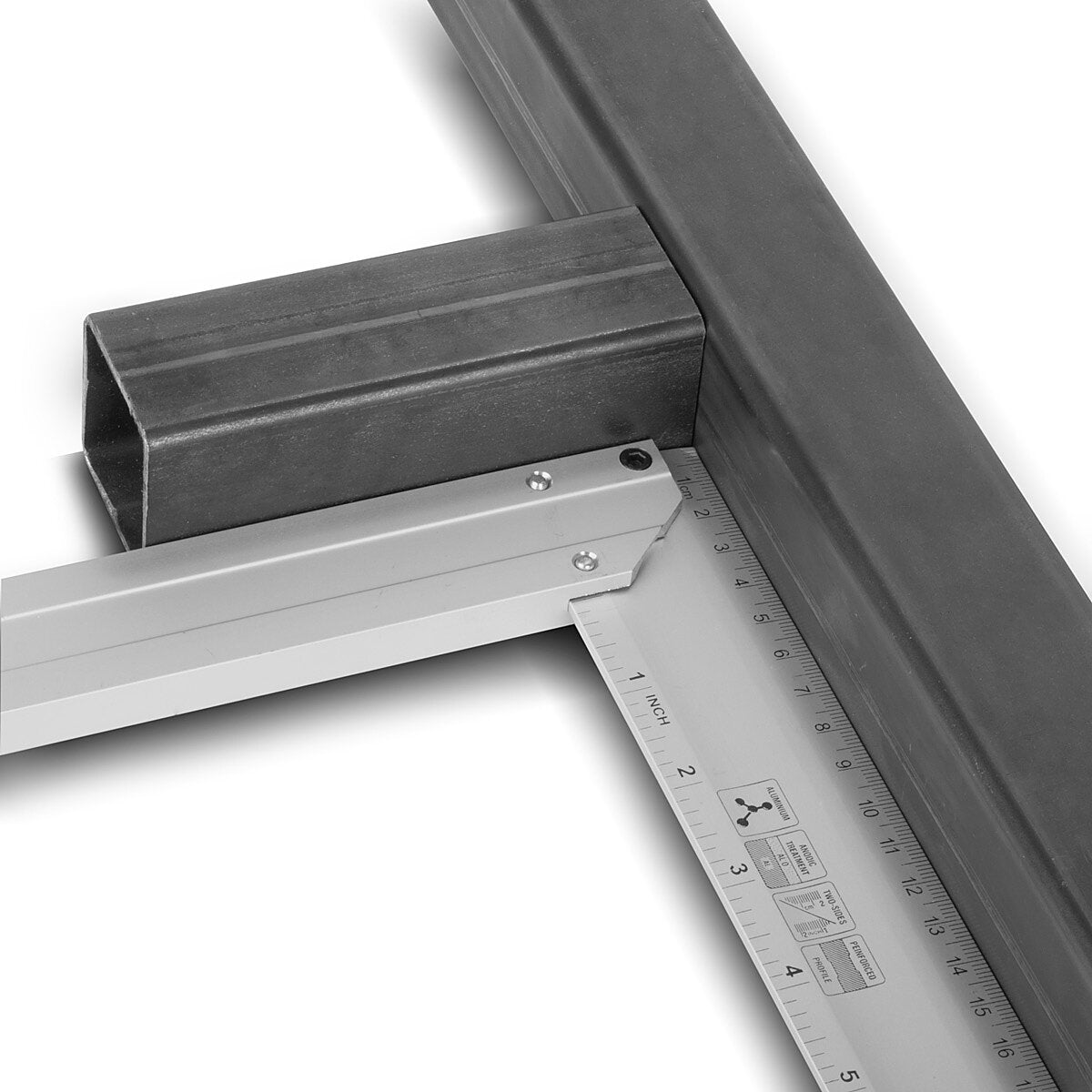 Escuadra de tope de aluminio STAHLWERK, escuadra de carpintero con ángulo de medición de 400 mm, con remachado en cm y pulgadas