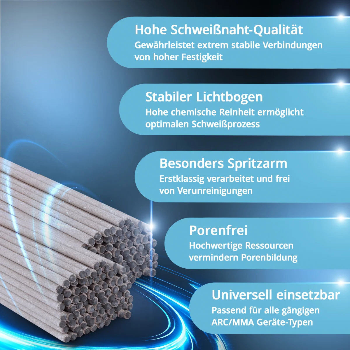 STAHLWERK 2 x électrodes en bâton AWS E6013RR à revêtement rutile épais 2 mm x 300 mm, courant de soudage 50-70 A, haute pureté chimique, 2 kg MMA ARC