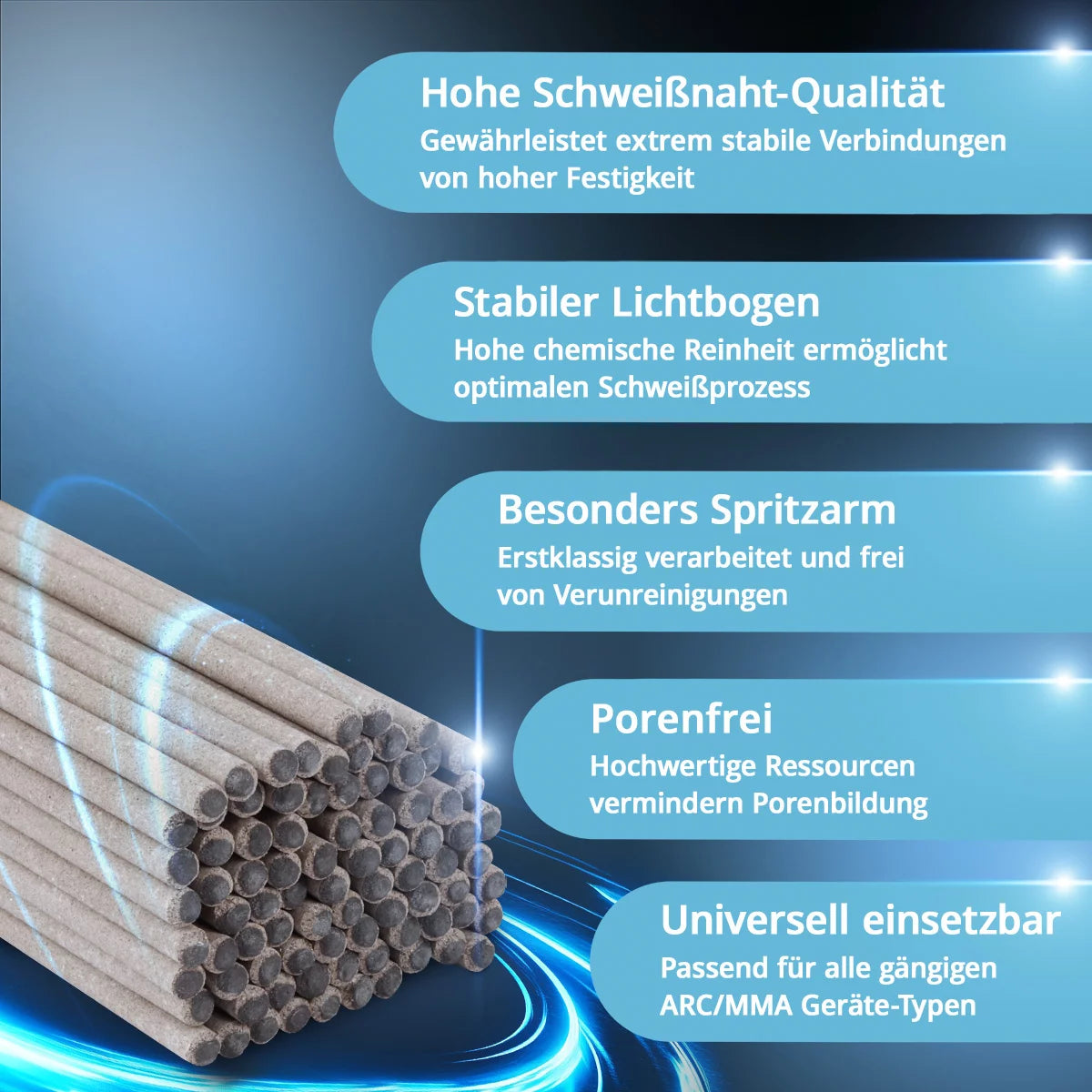 STAHLWERK Stabelektroden AWS E6013RR dick rutilumhüllt 2 mm x 300 mm Schweißstrom 50-70 A, hohe chemische Reinheit 2 kg MMA ARC