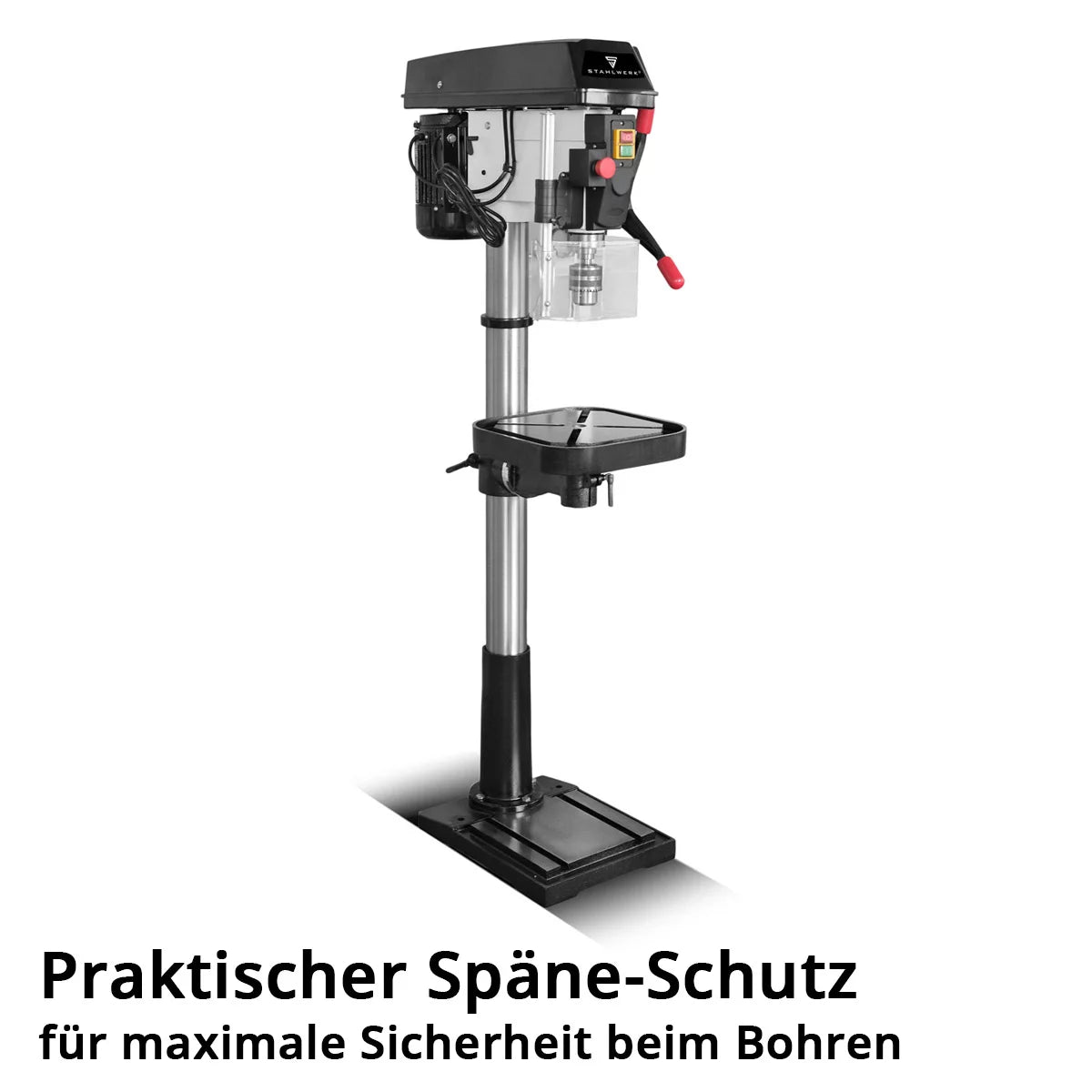 STAHLWERK BD-1500 ST Säulenbohrmaschine | Leistungsstarke Standbohrmaschine 1500 Watt für Heimwerker und Metallbau | Bohrdurchmesser Ø 20 mm | 150 - 2.450 U/min | Robuster Bohrtisch und Metallfuss
