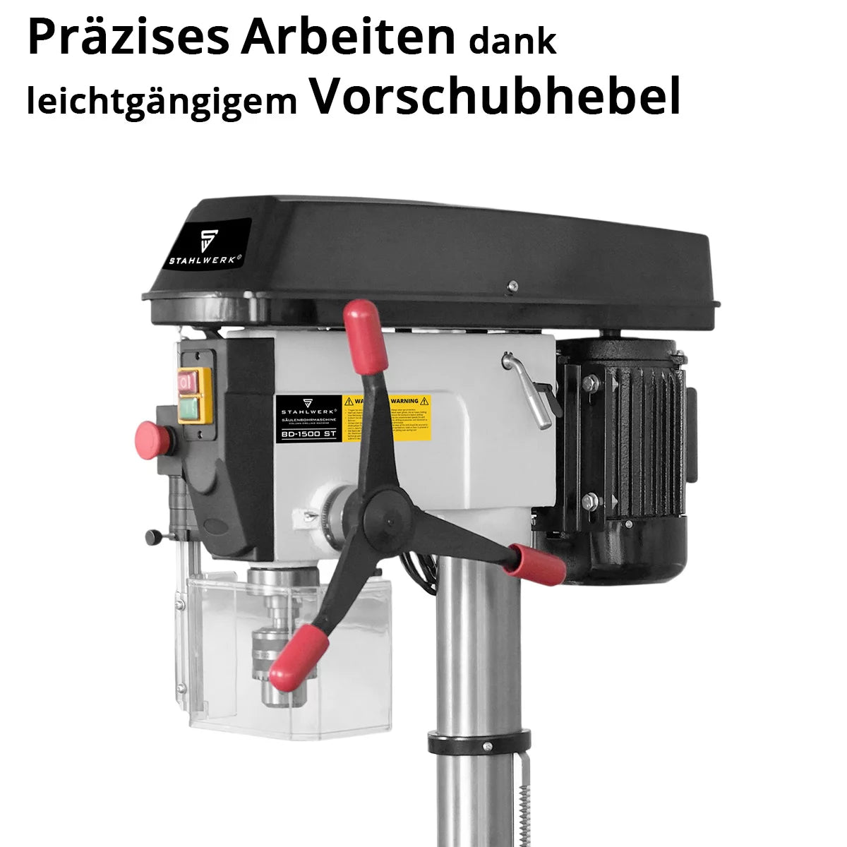 STAHLWERK BD-1500 ST column drilling machine | Powerful drill press 1500 watts for DIY enthusiasts and metal construction | Drilling diameter Ø 20 mm | 150 - 2,450 rpm | Robust drill table and metal base