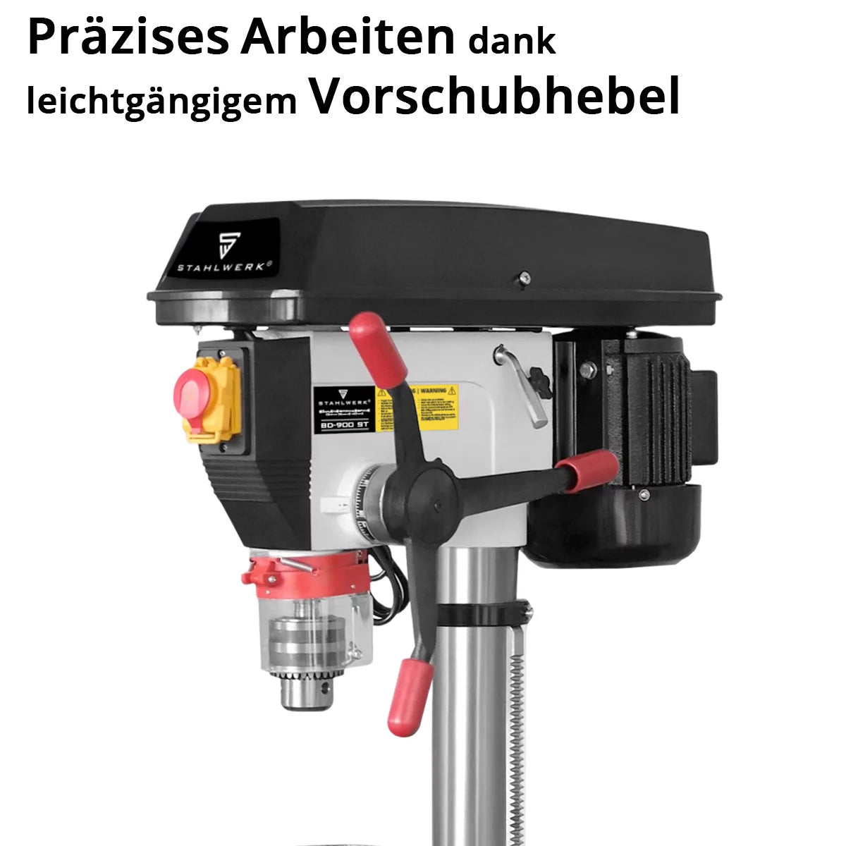 STAHLWERK BD-900 ST Säulenbohrmaschine | Leistungsstarke Standbohrmaschine 900 Watt für Heimwerker und Metallbau | Bohrdurchmesser Ø 20 mm | 280 - 2.380 U/min | Robuster Bohrtisch und Metallfuss