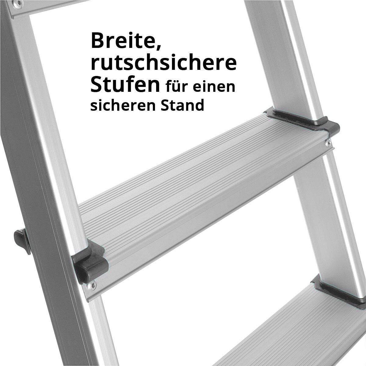 STAHLWERK step ladder HL-4 ST 150 kg, 4 steps, standing height 78 cm, aluminum ladder / folding ladder / step ladder / multi-purpose ladder with non-slip rungs including 7 year manufacturer's guarantee