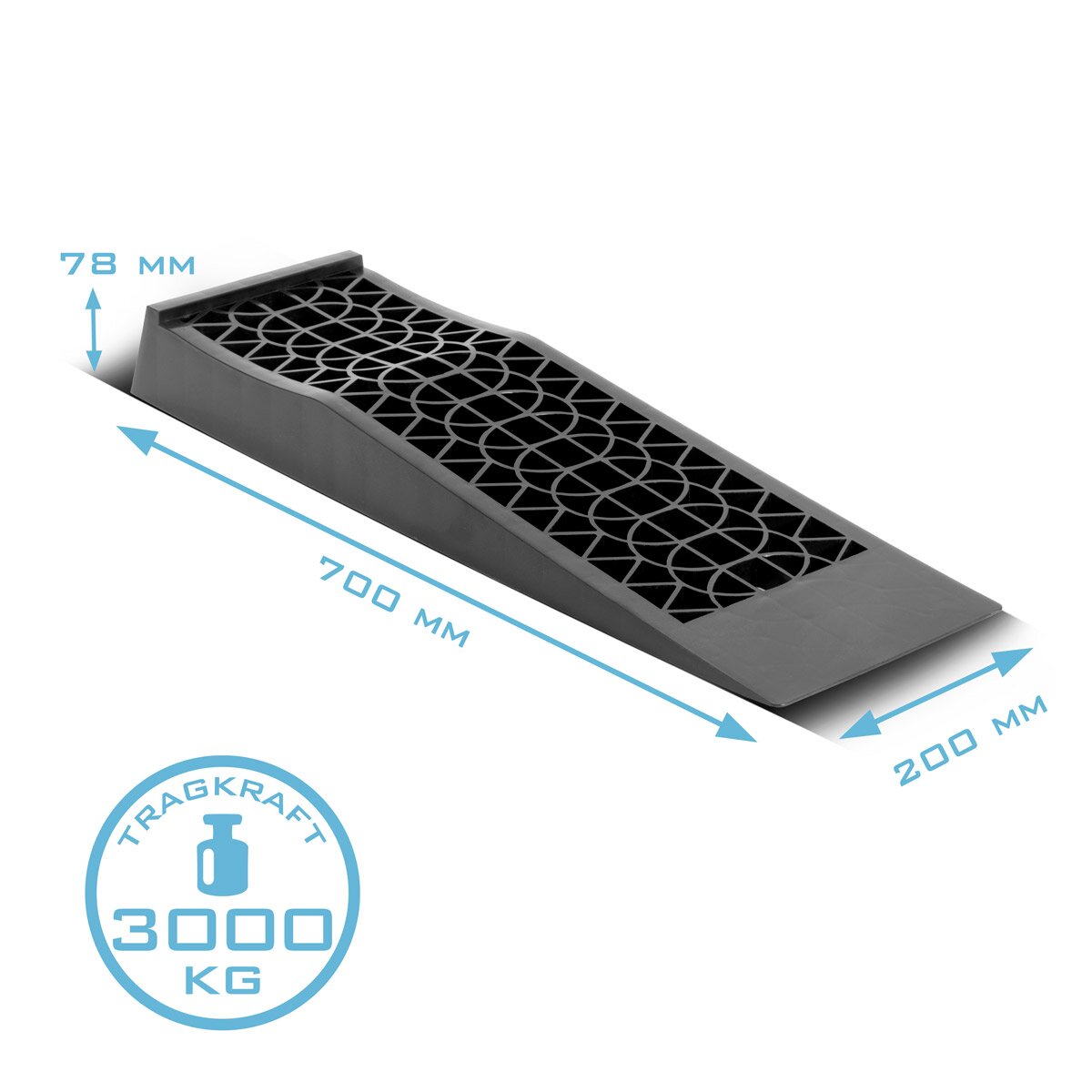 Cale de marche STAHLWERK GT-13 ST lot de 2 avec capacité de charge de 3 t 700 x 200 x 78 mm cale de rampe | Cale de roue | Rampe d'accès | Rampe | Cale de compensation pour camping-cars, caravanes, caravanes ou remorques