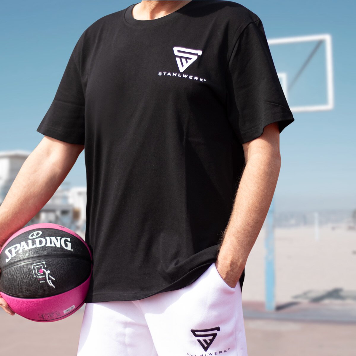 STAHLWERK T-Shirt Größe L Kurzarm-Hemd mit Logo-Print aus 100% Baumwolle