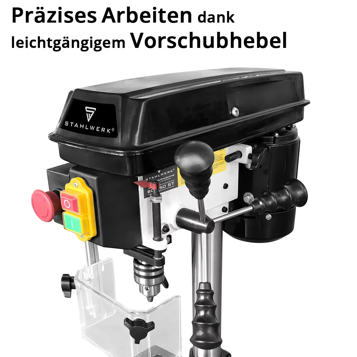 STAHLWERK BD-350 ST column drilling machine | Precise Bench Drill 350W for DIY, Metal Construction | Drilling diameter Ø 13 mm | 620 - 2,620 rpm | Robust drilling table and metal base for stability