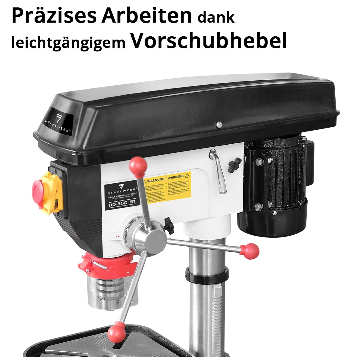 STAHLWERK BD-550 ST drill press | Robust 550W column drill for DIY, metal construction | Drilling diameter Ø 16 mm | 200 - 2,800 rpm | Robust drilling table and metal base for stability