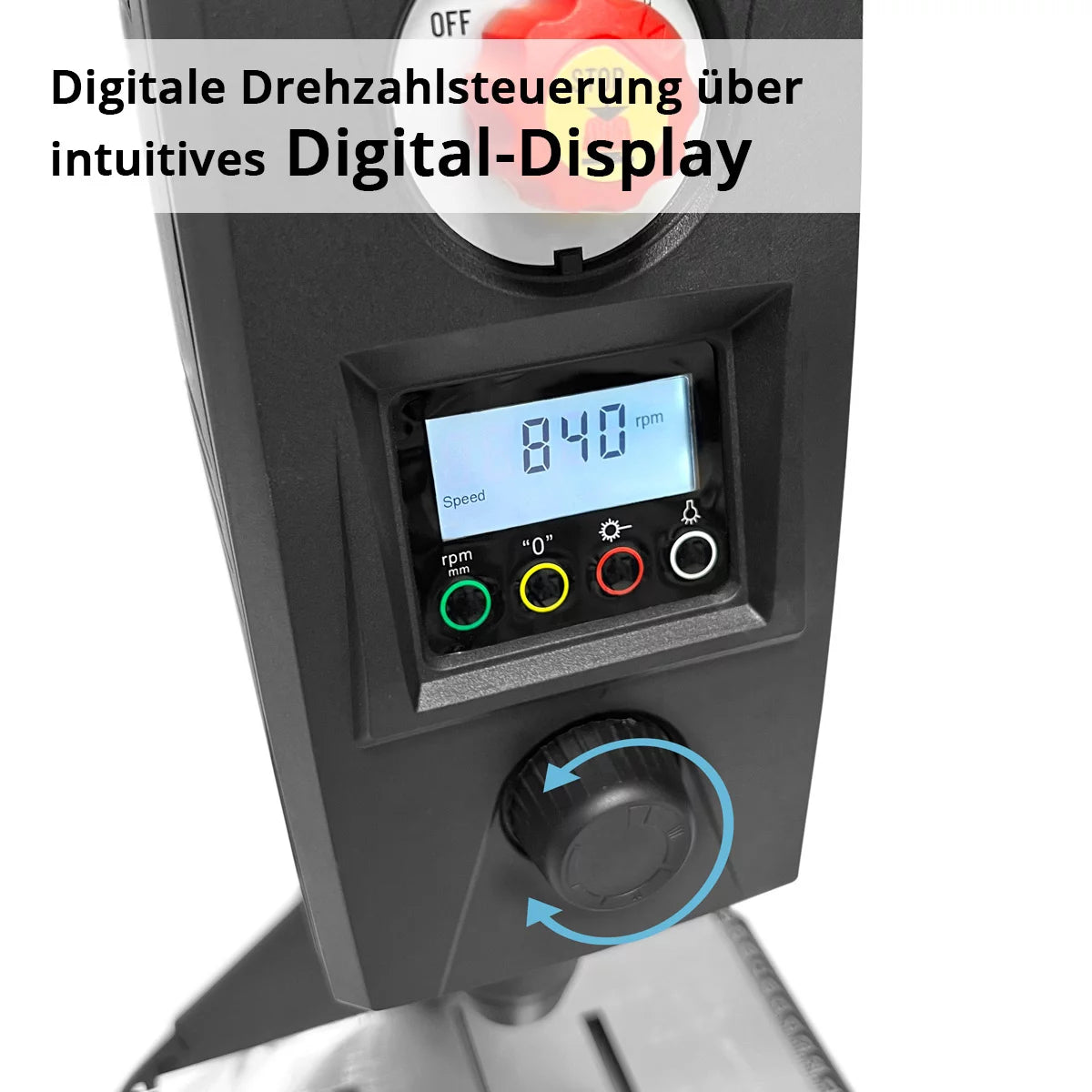 STAHLWERK MBD-800 ST Tischbohrmaschine mit Positionslaser | 800 W Ständerbohrmaschine | 200 - 2.500 U/min | Schnellspannbohrfutter 1,5 - 13mm | Säulenbohrmaschine mit 90 mm Bohrhub | Digitaldisplay