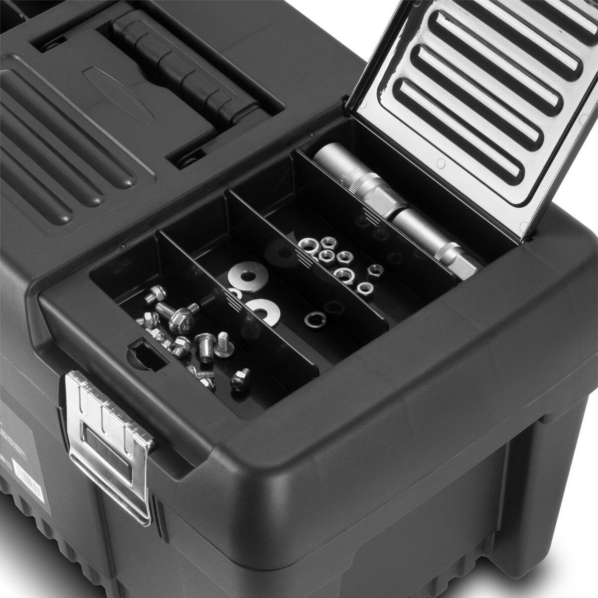 STAHLWERK Toolbox Set mit 4 leeren Werkzeugkisten | Werkzeugbox | Werkzeugkoffer | Werkzeugkasten | Werkzeug-Organizer | 4 in 1 Modul-System mit integrierten Sortimentsboxen