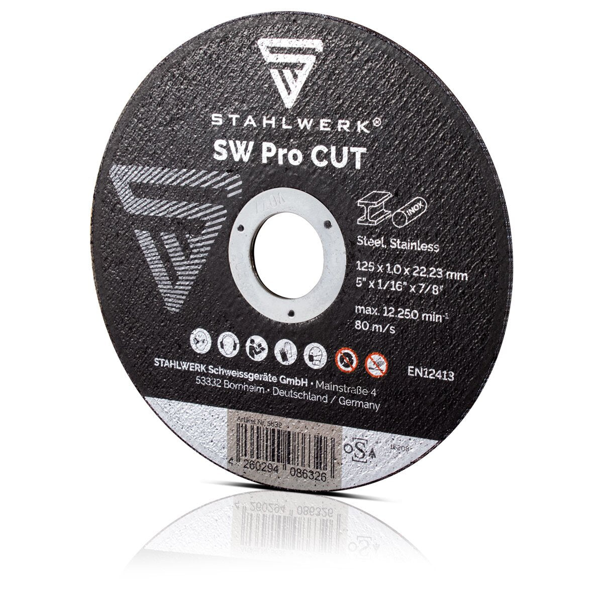 STAHLWERK cutting disc SW Pro CUT set of 25 125 x 1.0 x 22.23 mm | 5" x 3/64 x 7/8" sanding discs | Flex discs for angle grinders for cutting steel, stainless steel, aluminum and non-ferrous metals