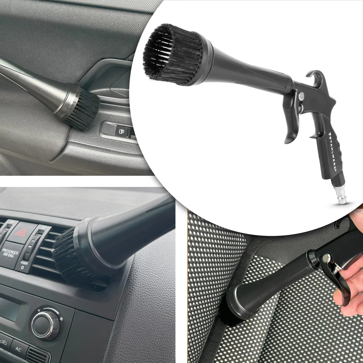 STAHLWERK Trockenreinigungspistole RP-24 ST | Druckluft-Reinigungspistole | Wirbel-Effekt | Polsterreiniger | Kfz-Ausblaspistole zur Oberflächenreinigung