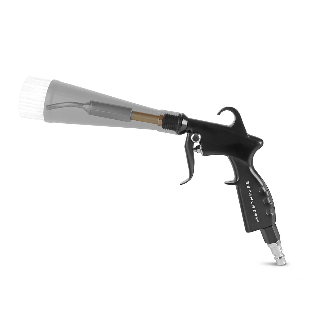 STAHLWERK dry cleaning gun RP-25 ST | Ball-bearing metal vortex nozzle | Compressed air cleaning gun | swirl effect | Strong upholstery cleaner | Automotive blow gun for surface cleaning