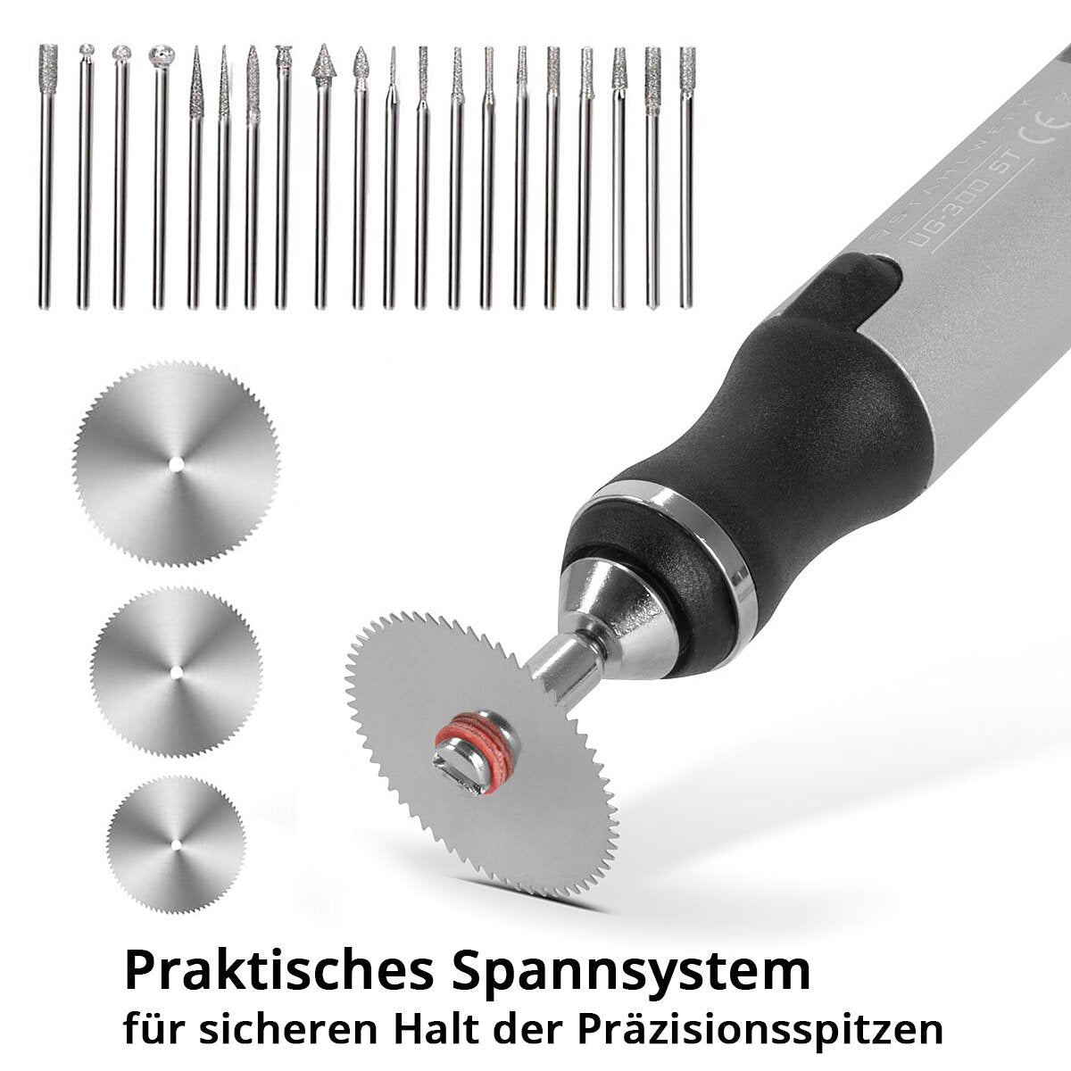 Lápiz grabador USB STAHLWERK UG-300 ST con grabador inalámbrico de 8 W | Pluma de grabado | Dispositivo de grabado | Dispositivo de grabado | cortador | Herramienta de grabado con 3 marchas y hasta 18.000 rpm para trabajos de grabado precisos