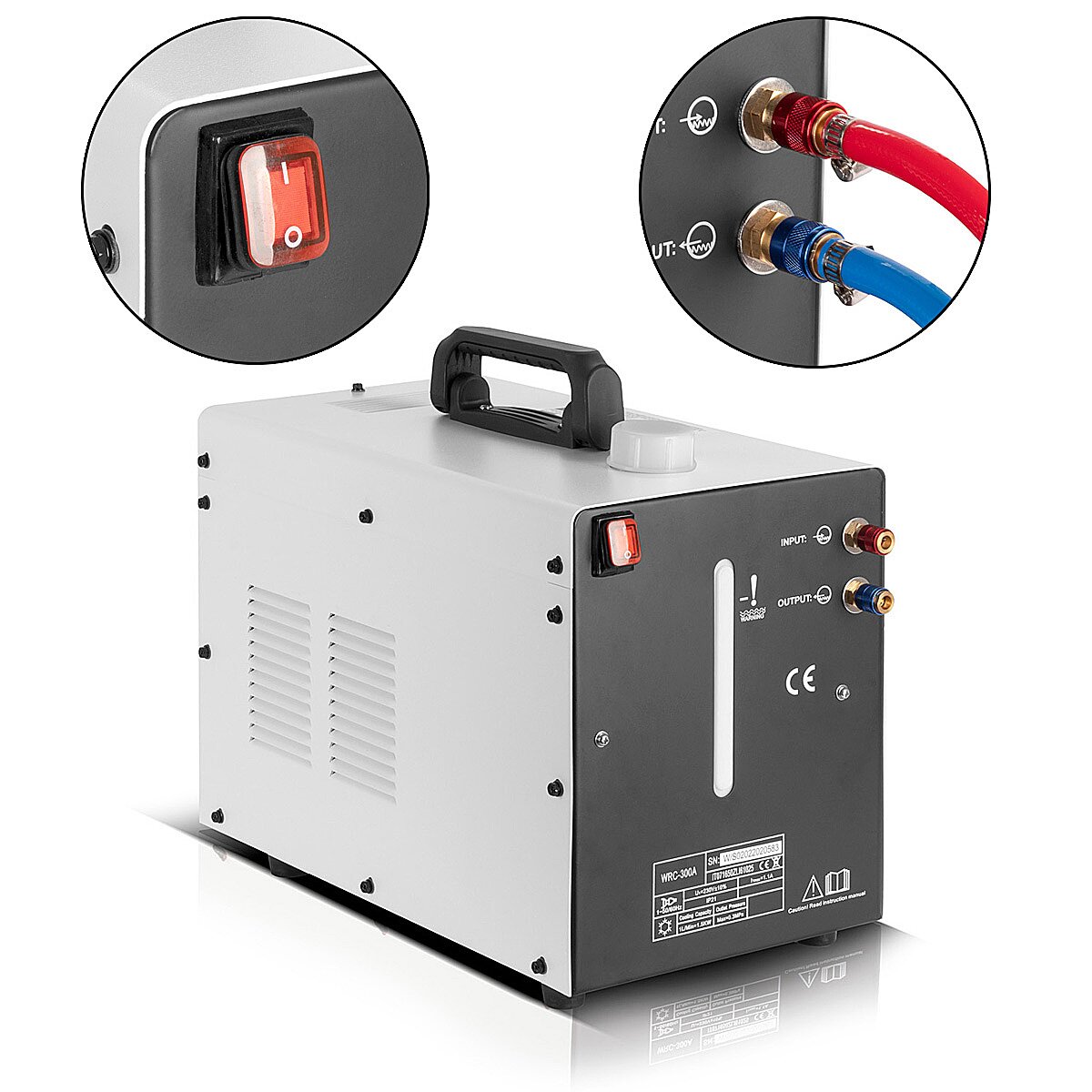 Torche de découpe plasma refroidie à l'eau STAHLWERK WSD-200 jusqu'à 200 A Torche de découpe CUT | Torche à plasma avec paquet de tuyaux de 5 m et entretoise séparée, y compris refroidisseur d'eau de 370 W et réservoir de 6 L