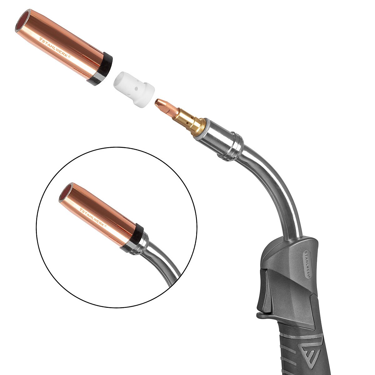 STAHLWERK water-cooled MIG MAG welding torch AK501D | MB501D up to 500 A with 3 m inert gas hose package and Euro central connection including water cooler with 370 W and 6 L tank