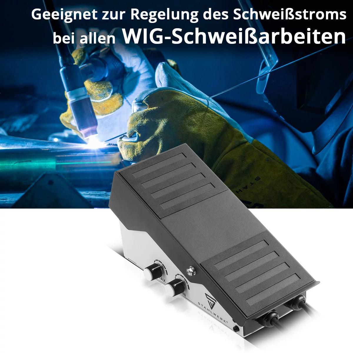 Pédale STAHLWERK TIG pour la pédale numérique AC/DC TIG 200 Puls Pro et AC/DC TIG 200 Puls Pro | Pédale | Télécommande | Interrupteur à pédale | Télécommande avec câble de 4 m