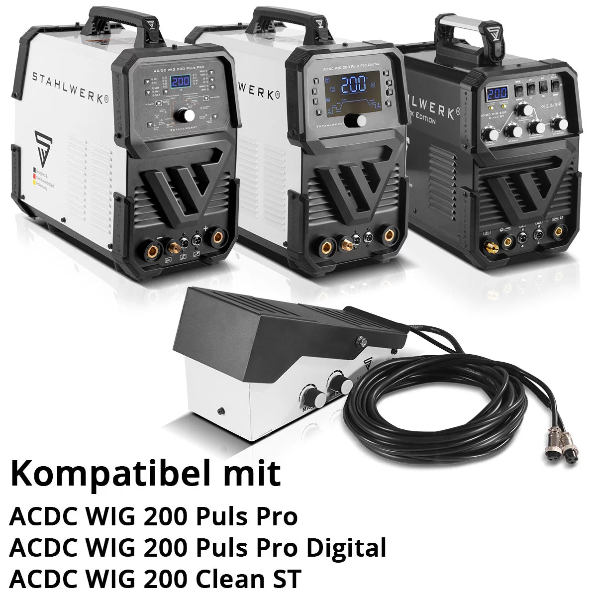 Pédale STAHLWERK TIG pour la pédale numérique AC/DC TIG 200 Puls Pro et AC/DC TIG 200 Puls Pro | Pédale | Télécommande | Interrupteur à pédale | Télécommande avec câble de 4 m
