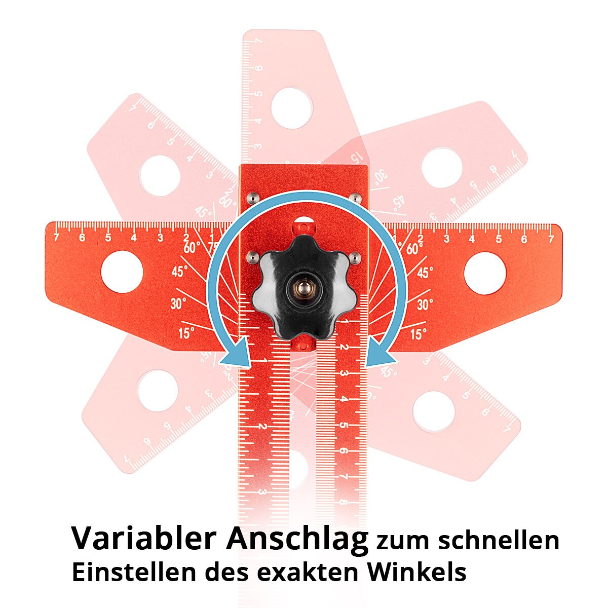STAHLWERK angle marking ruler made of aluminum with stop and marking pen marking gauge | Marking gauge | Marking ruler | Marking rule for scribing, marking and drawing