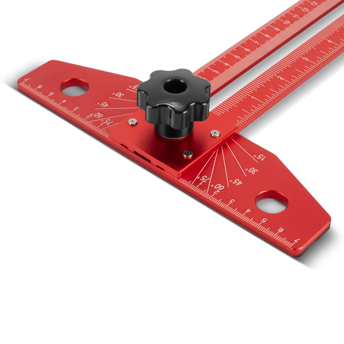 STAHLWERK angle marking ruler made of aluminum with stop and marking pen marking gauge | Marking gauge | Marking ruler | Marking rule for scribing, marking and drawing