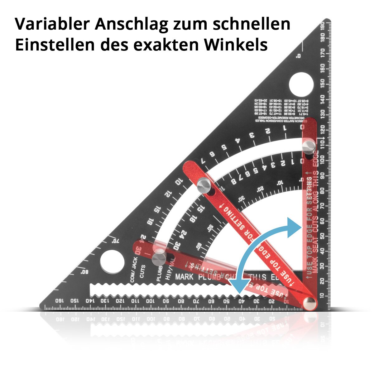 STAHLWERK angle triangle with stop metric aluminum protractor | Try square triangle | carpenter's angle | Multifunctional square for precise measuring, marking, marking and drawing