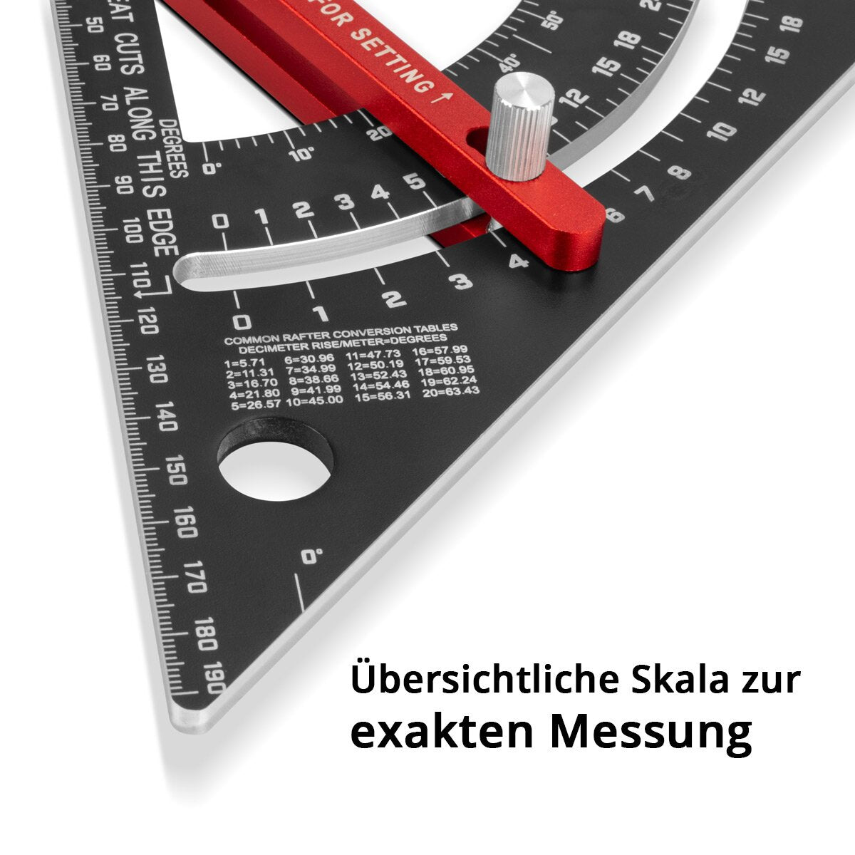 STAHLWERK angle triangle with stop metric aluminum protractor | Try square triangle | carpenter's angle | Multifunctional square for precise measuring, marking, marking and drawing