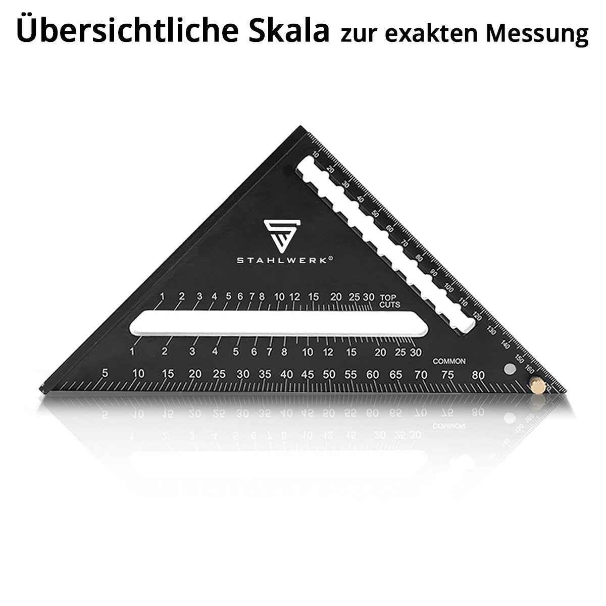 Triangle d'angle STAHLWERK avec butée rapporteur en aluminium | Essayez le triangle carré | angle du charpentier | Équerre multifonctionnelle pour mesurer, marquer, marquer et dessiner avec précision