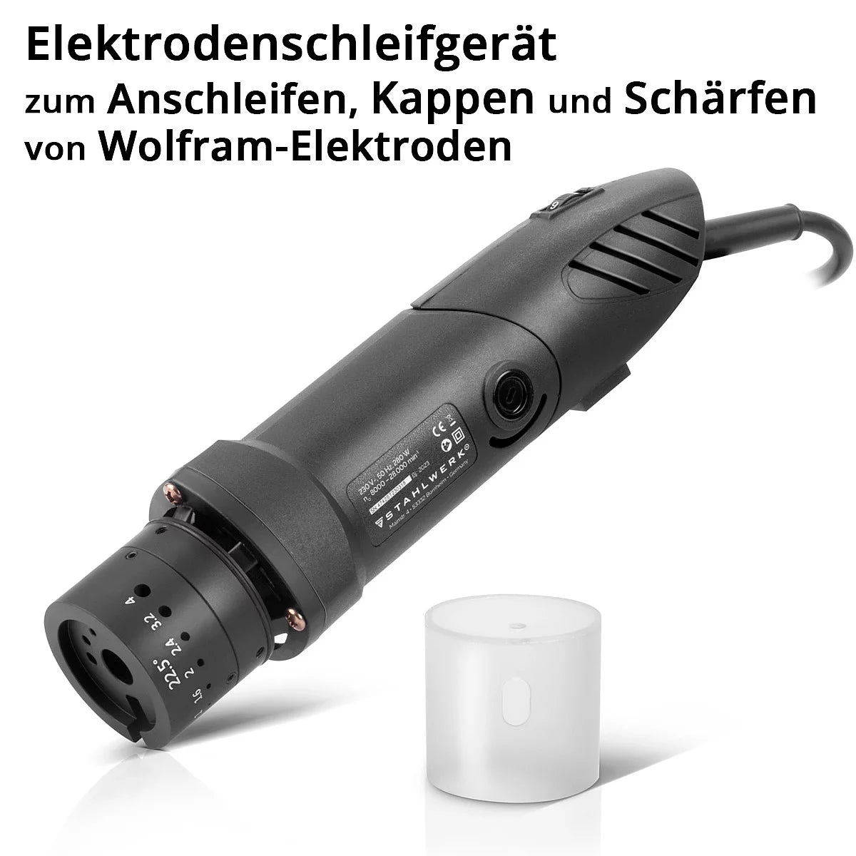 STAHLWERK tungsten grinder WS-28 ST with 280 W and 800 - 28,000 rpm TIG electrode grinder | Tungsten grinder | Electrode sharpener for sharpening 1.0 - 4.0 mm tungsten electrodes