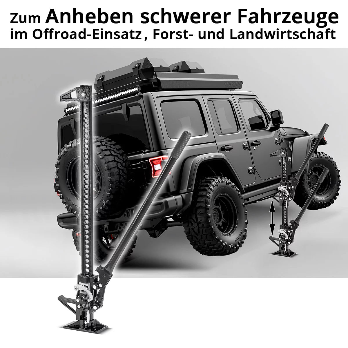 STAHLWERK rack jack 48" with 3 t load capacity and 13-104.5 cm lifting height Farm-Jack | Heavy-duty car jack | Rack-and-pinion winch | Stock winch | Off-road car jack | High-lift jack | All-purpose jack