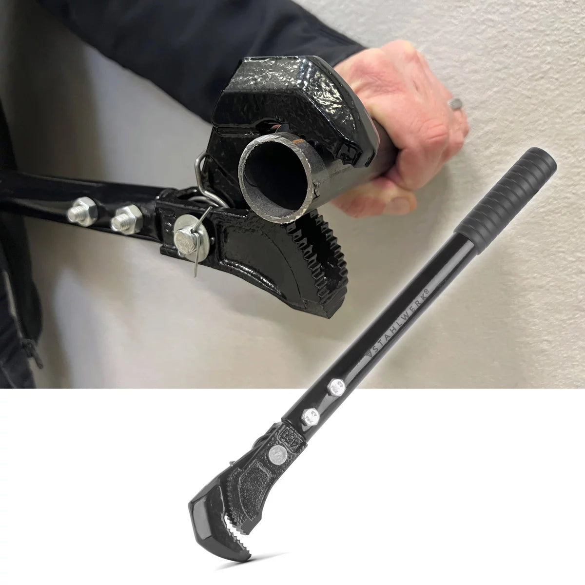 STAHLWERK Jeu de 2 pinces-clés clés à tube auto-ajustables 450/600 mm (18"/24") | Clé à tube | Clé de montage | Tourneur de tuyaux | Touche rapide | Clé multifonctionnelle en chrome vanadium