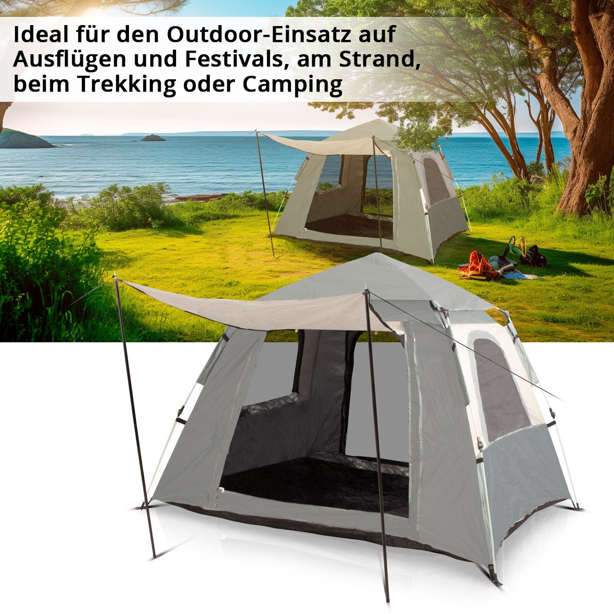 STAHLWERK camping tent Z-210 ST 210 x 160 cm self-assembly pop-up tent | Pop-up tent | Igloo tent | folding tent | Dome tent | Trekking tent | Tent for 1-2 people including transport bag