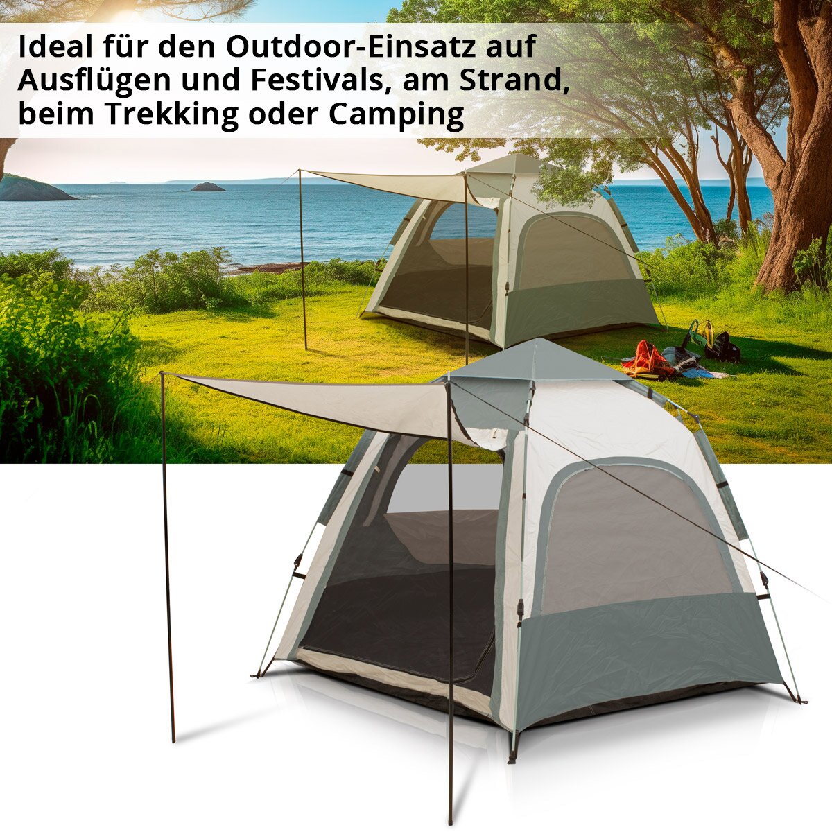 Tente de camping STAHLWERK Z-273 ST Tente pop-up à monter soi-même 273 x 273 cm | Tente pop-up | Tente igloo | tente pliante | Tente dôme | Tente de randonnée | Tente pour 3-4 personnes avec sac de transport