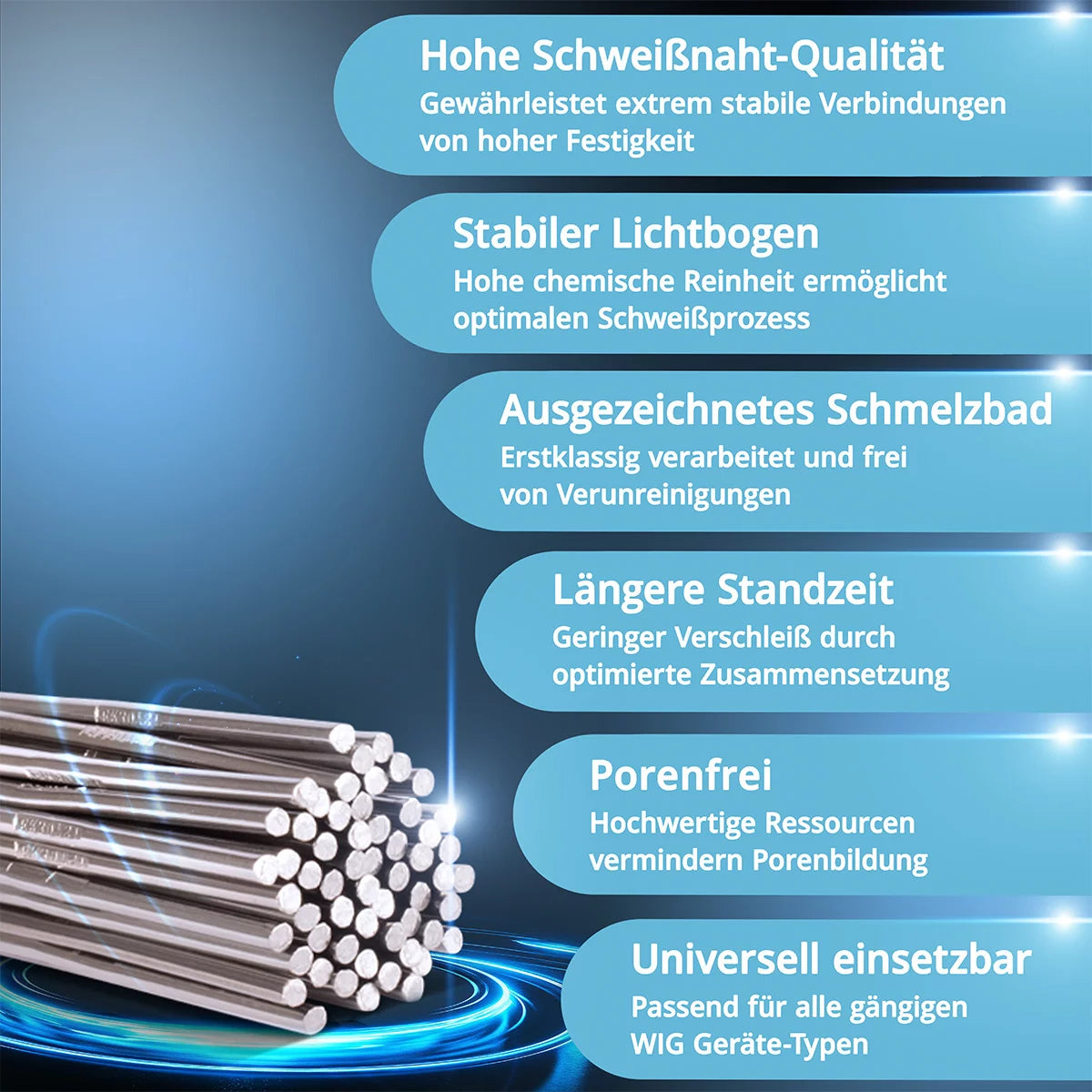Baguettes de soudage STAHLWERK ER307Si acier inoxydable fortement allié / Ø 1,6 x 500 mm / 1 kg d'apport de soudage TIG