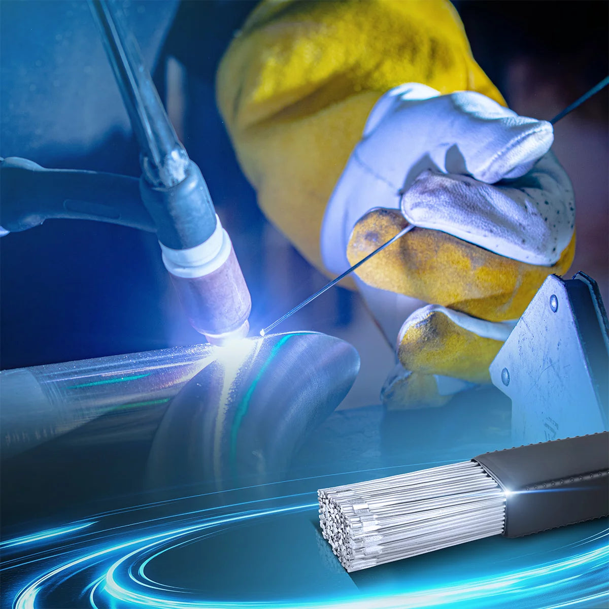 Varillas de soldadura TIG STAHLWERK ER4043Si5 de aluminio de alta aleación / Ø 2,4 mm x 500 mm / 2 kg / incluida caja de almacenamiento