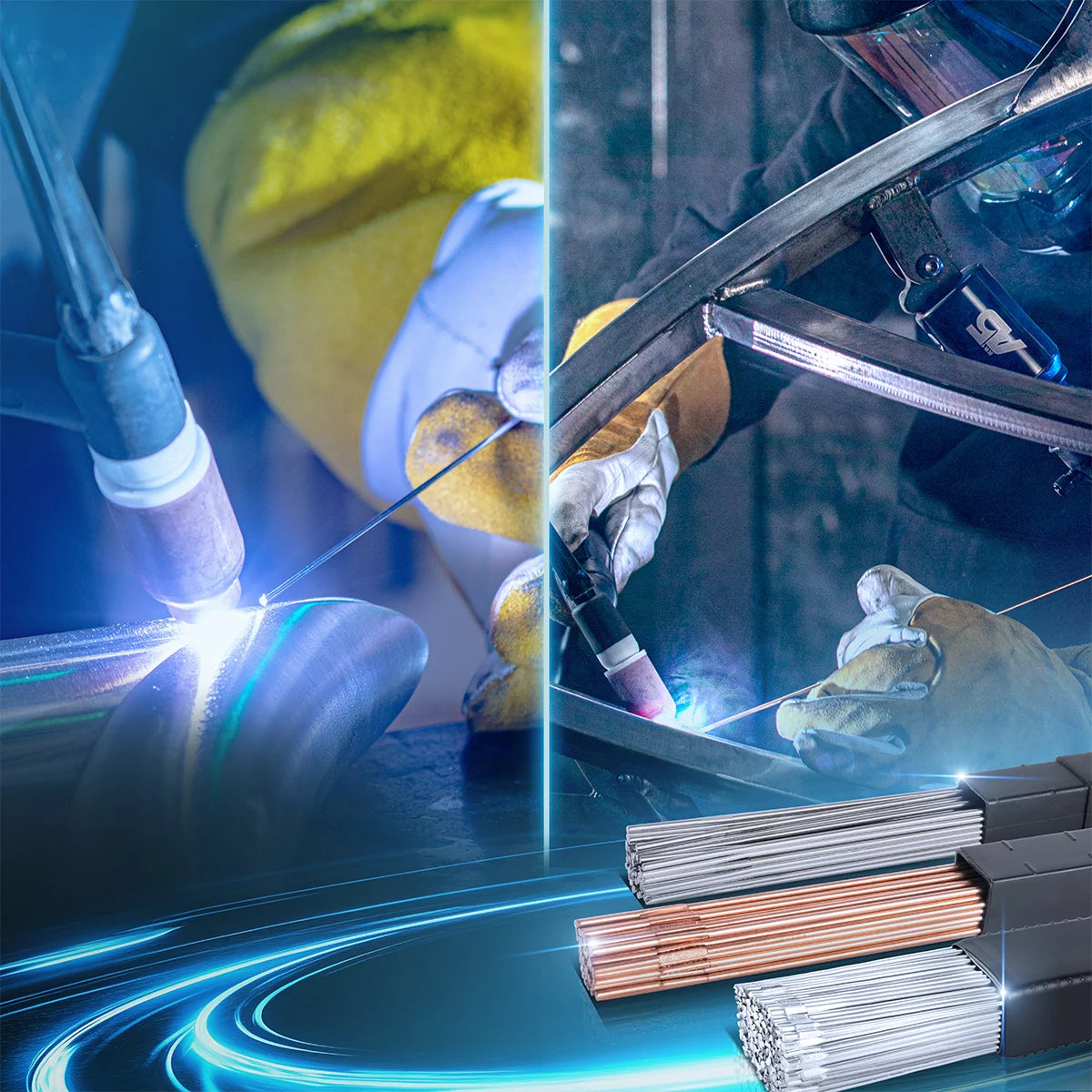 STAHLWERK TIG welding rods SET steel / stainless steel / aluminum / Ø 2.5/2.4 mm x 500 mm / 1 kg each / including storage box