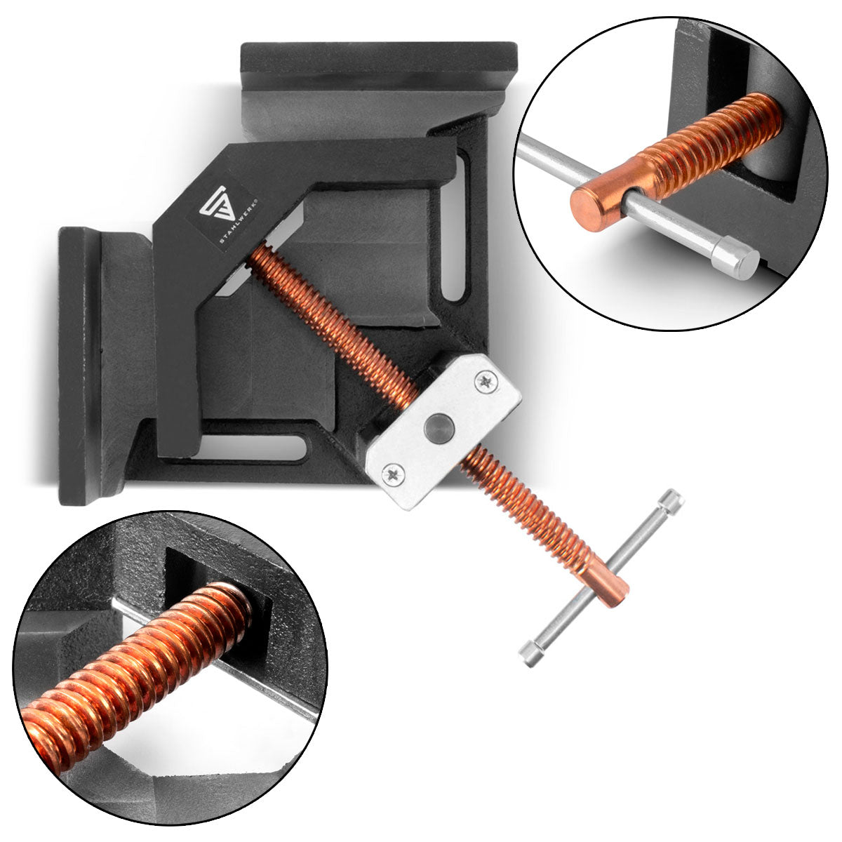 STAHLWERK WK-100 ST welding angle clamp / angle clamp with 100 mm jaw width for fixing workpieces at a 90° angle