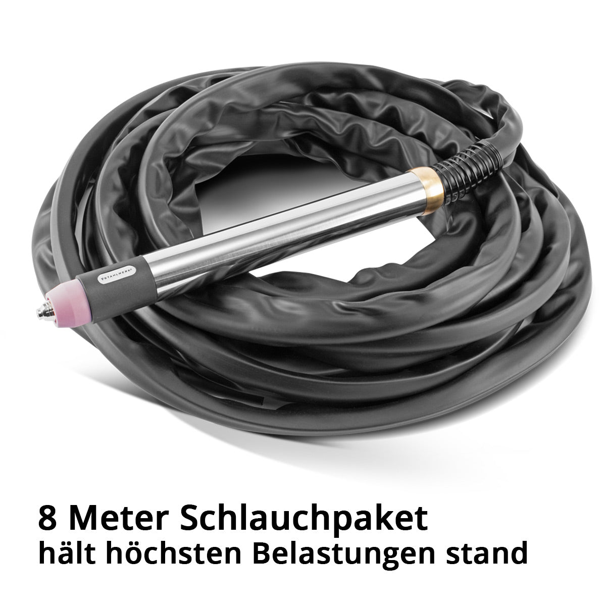 Graveur CNC STAHLWERK P60 | Torche à plasma | Torche coupante avec boîtier en acier inoxydable et tête en laiton de haute qualité pour découpeurs plasma avec allumage pilote, avec paquet de tuyaux de 8 m